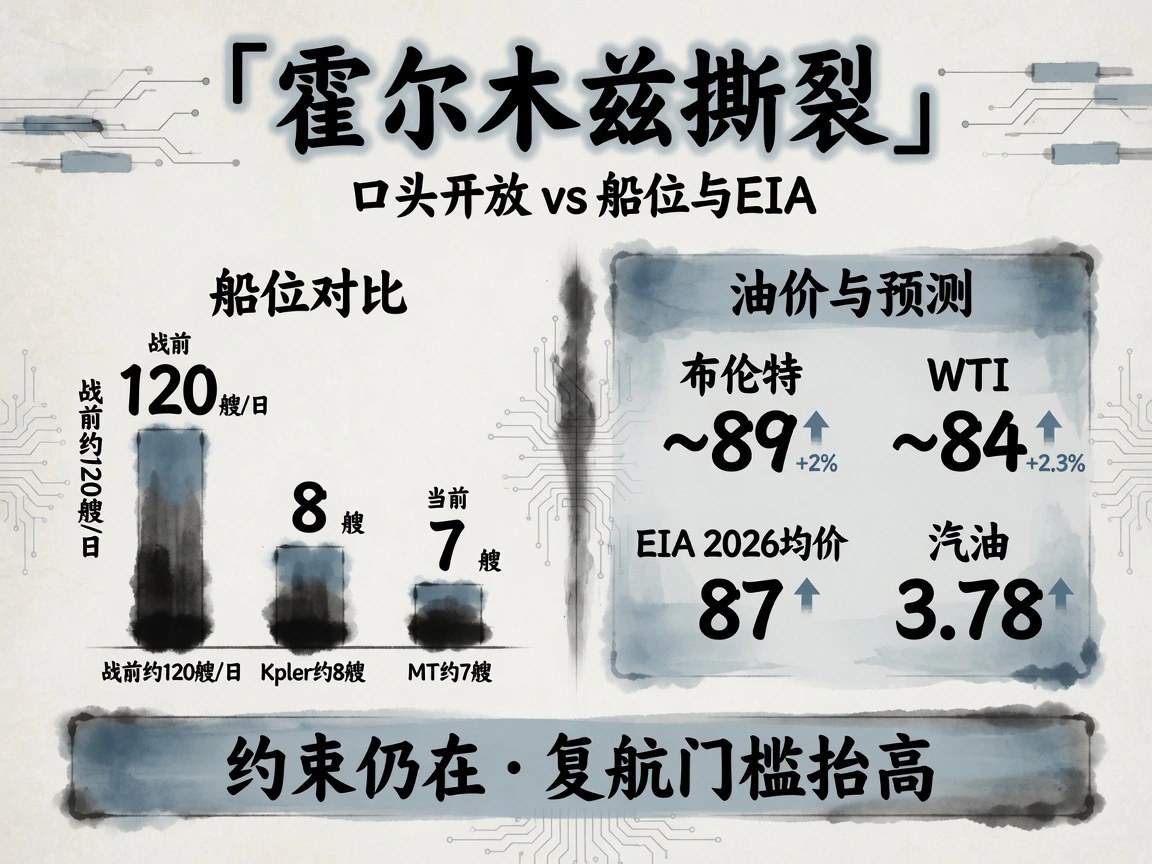 霍尔木兹:船流约8/7对战前120,布伦特约89,EIA预期87