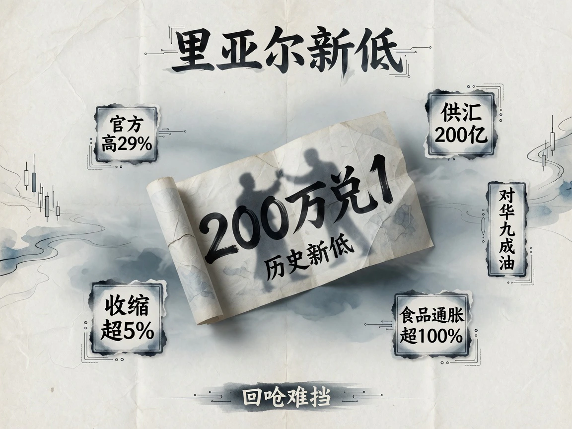 里亚尔创历史新低:200万兑1,官方高29%、供汇200亿、收缩超5%、食品通胀超100%、对华九成油