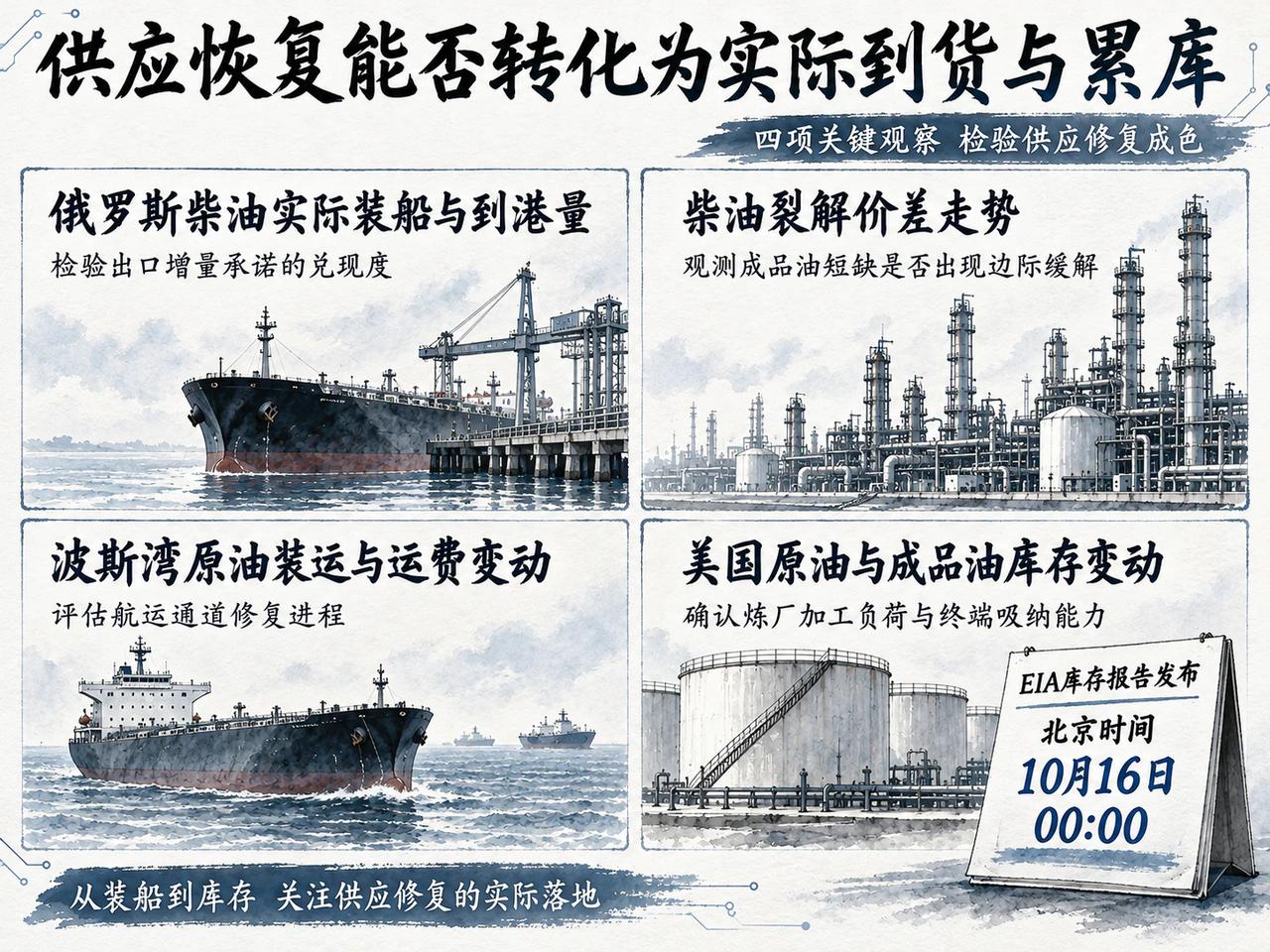 油价供给兑现的四项观察指标与EIA报告时间