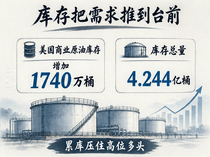 美国商业原油库存单周增加1740万桶至4.244亿桶