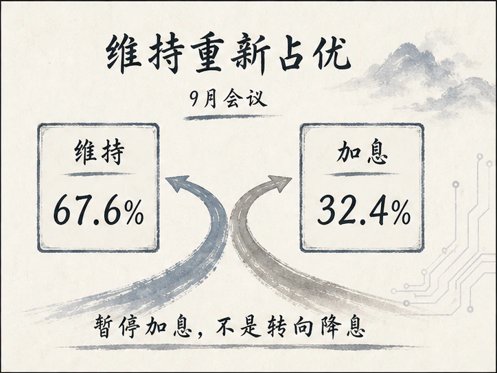 9月维持3.50%—3.75%目标区间概率约67.6%,加息概率约32.4%