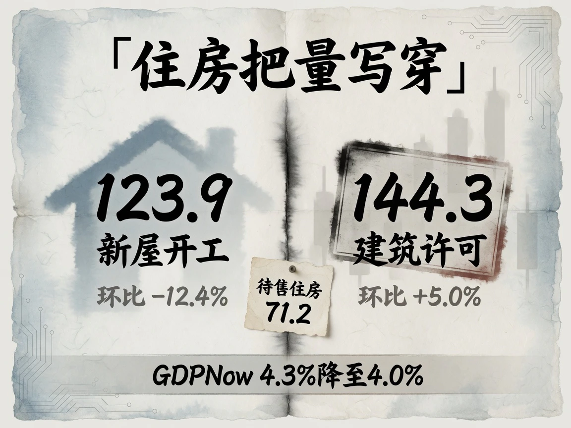 7月新屋开工123.9万套环比降12.4%,建筑许可144.3万套环比升5.0%,待售住房指数71.2,GDPNow从4.3%降至4.0%
