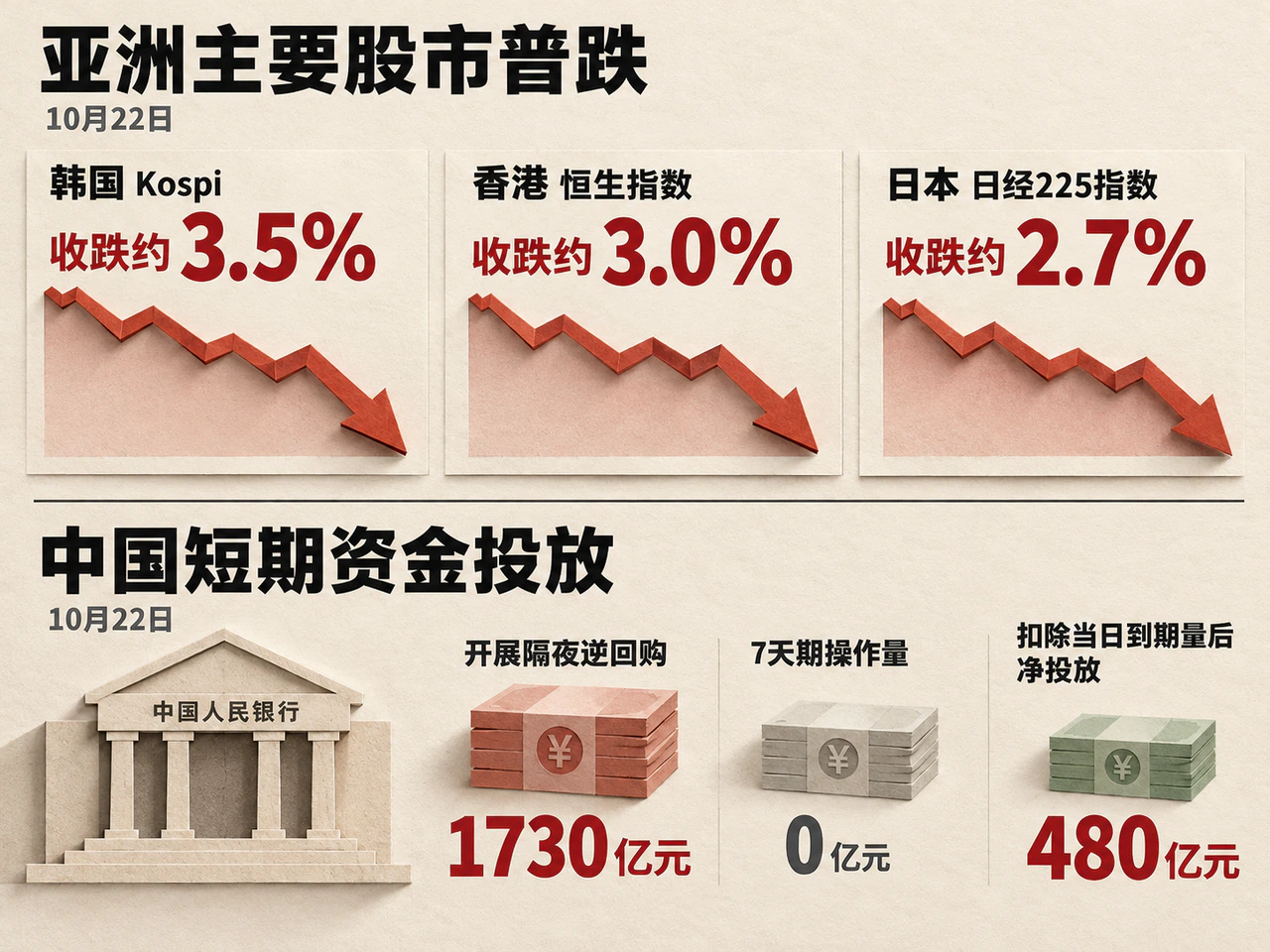 Asian stock declines and China's October 22 short-term liquidity operations.