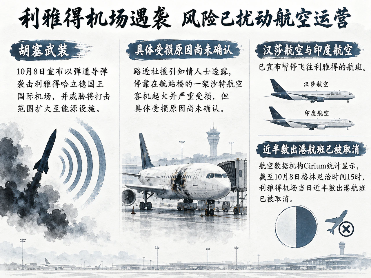 利雅得机场客机受损与航班暂停