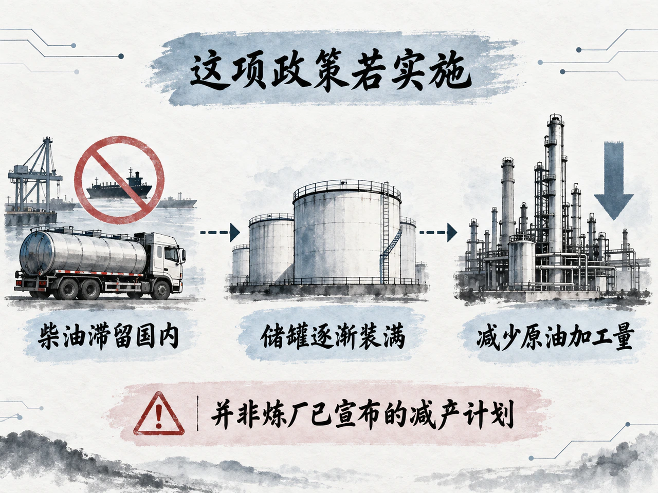 柴油出口限制仍是条件情景,储存约束可能降低炼厂加工量