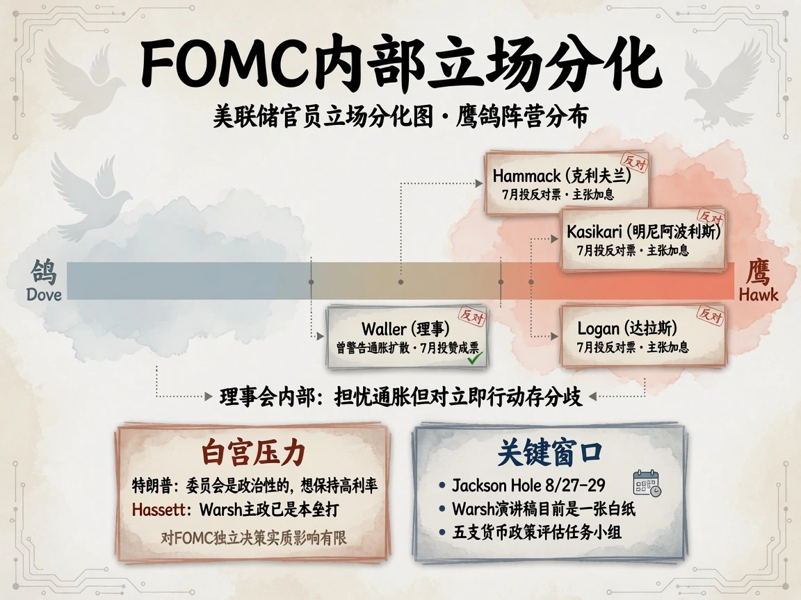 7月FOMC:9比3按兵不动,利率维持3.50%-3.75%,Hammack、Kashkari、Logan投反对票