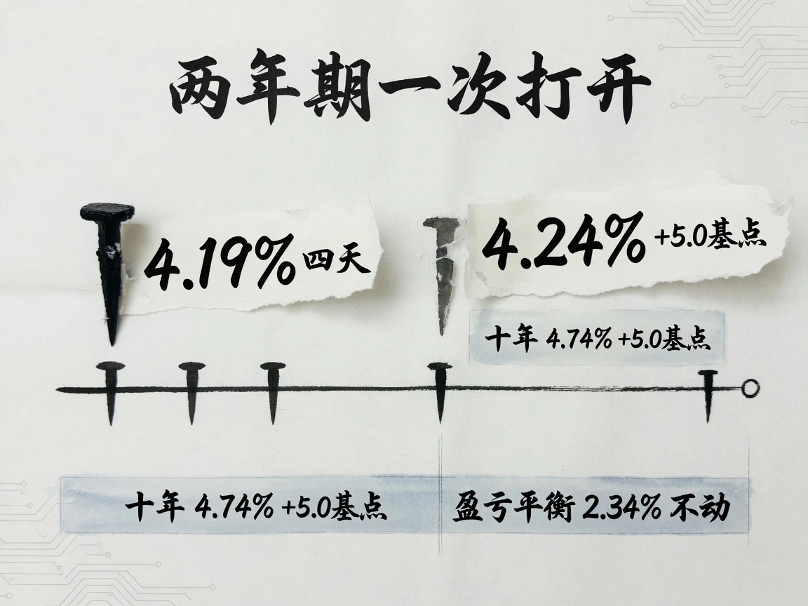 两年期钉了四天的4.19%周五打开至4.24%升5.0基点；十年期4.74%升5.0基点，十年盈亏平衡2.34%不动