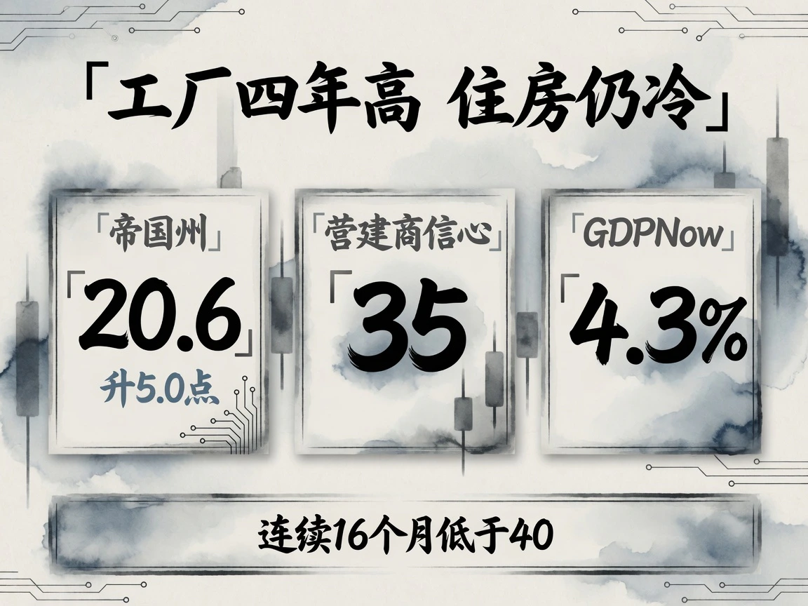 帝国州制造业20.6四年高,营建商信心35,GDPNow 4.3%