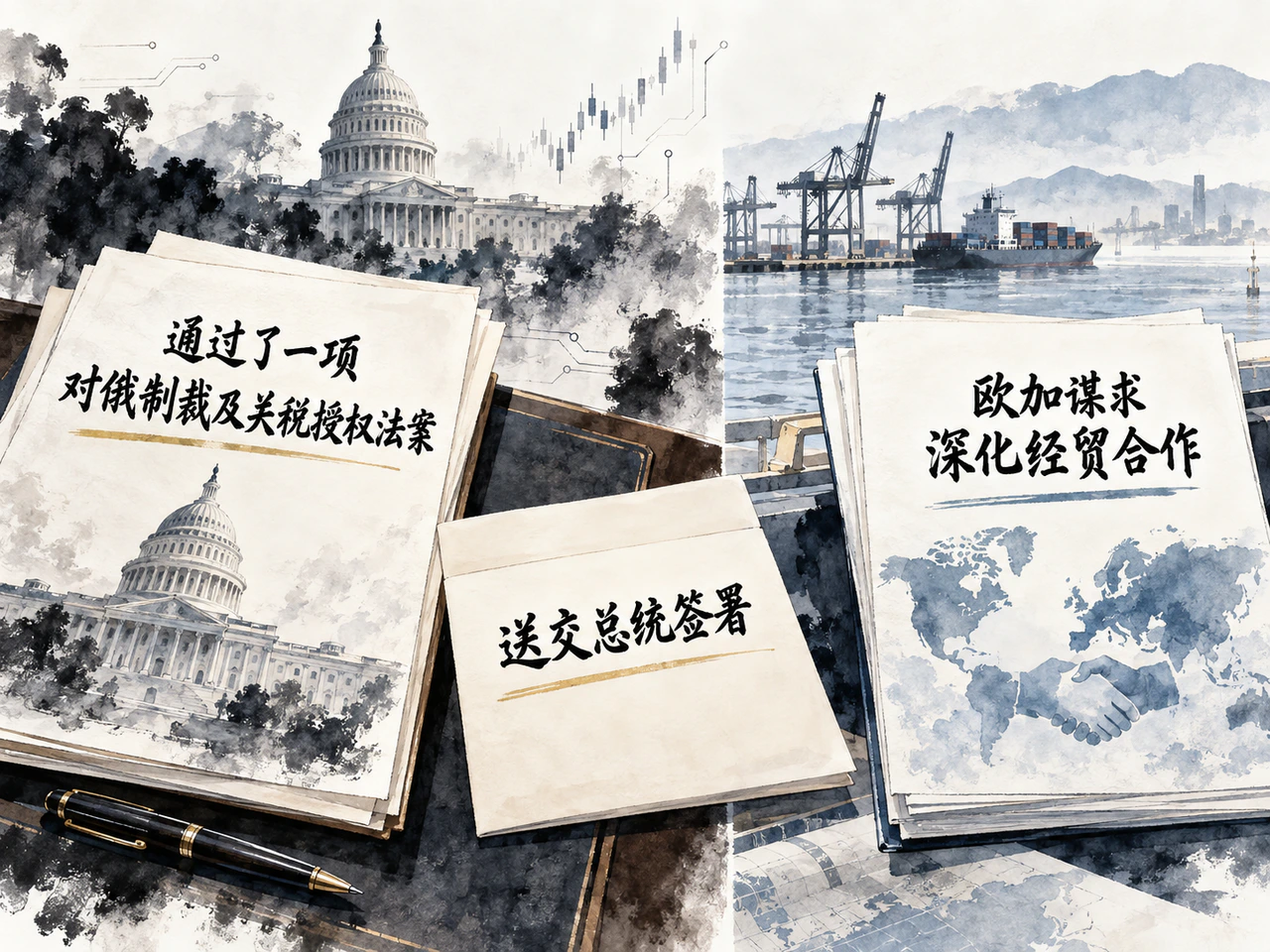 美国制裁立法待实施,欧加深化合作仍待落地