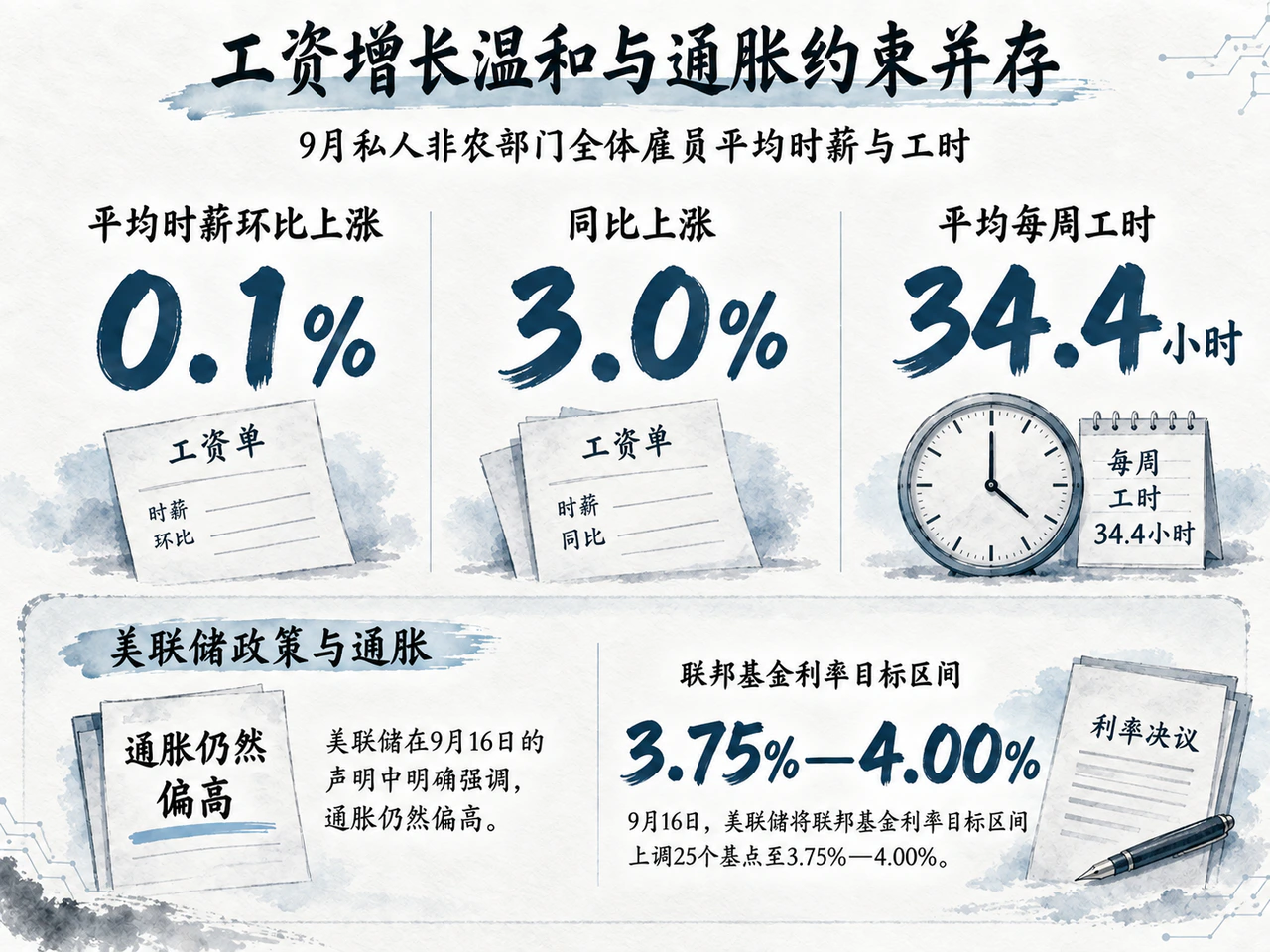 时薪月度增长温和,美联储仍面对通胀约束。