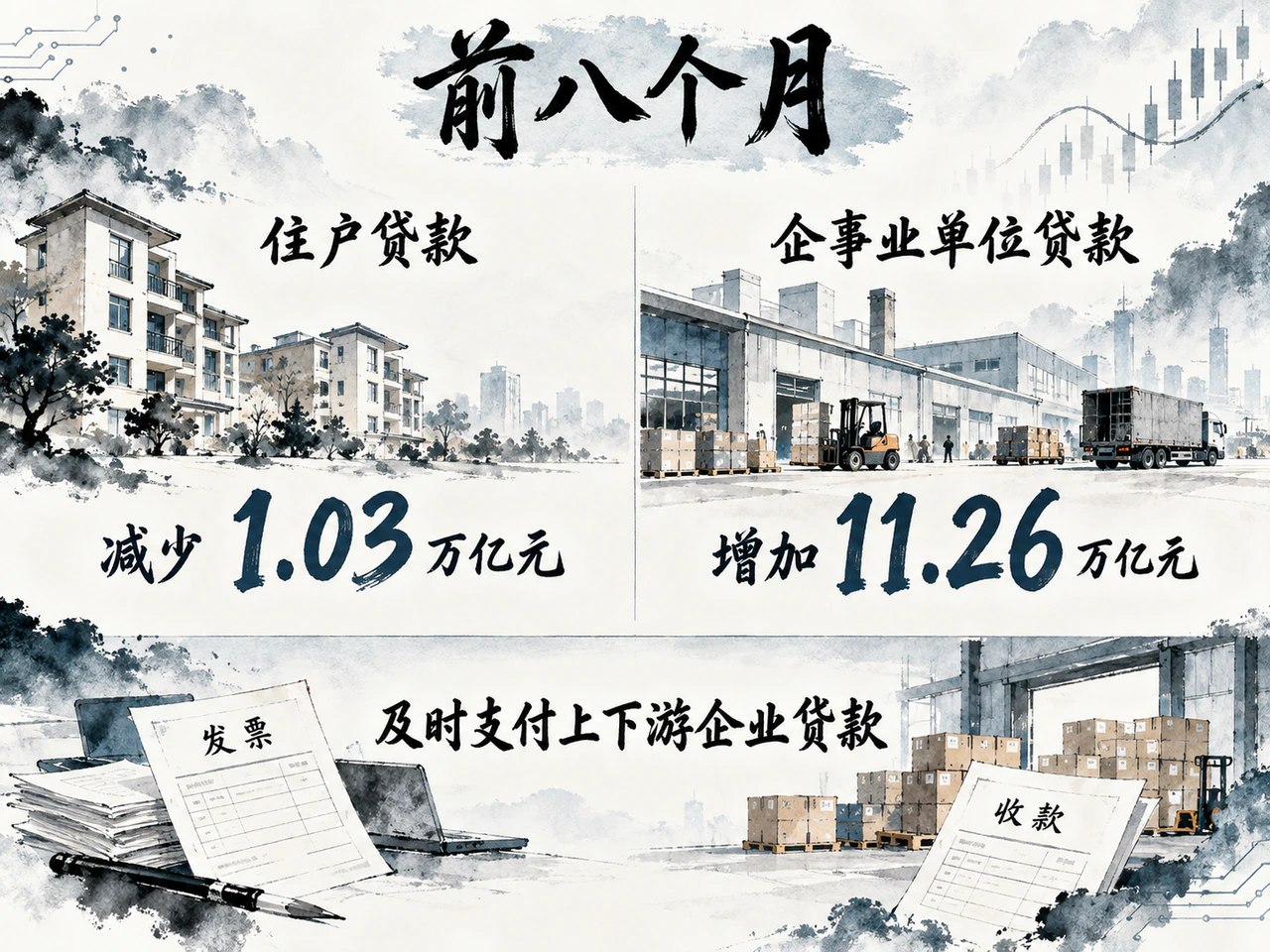 前八个月住户与企事业单位贷款呈现差异