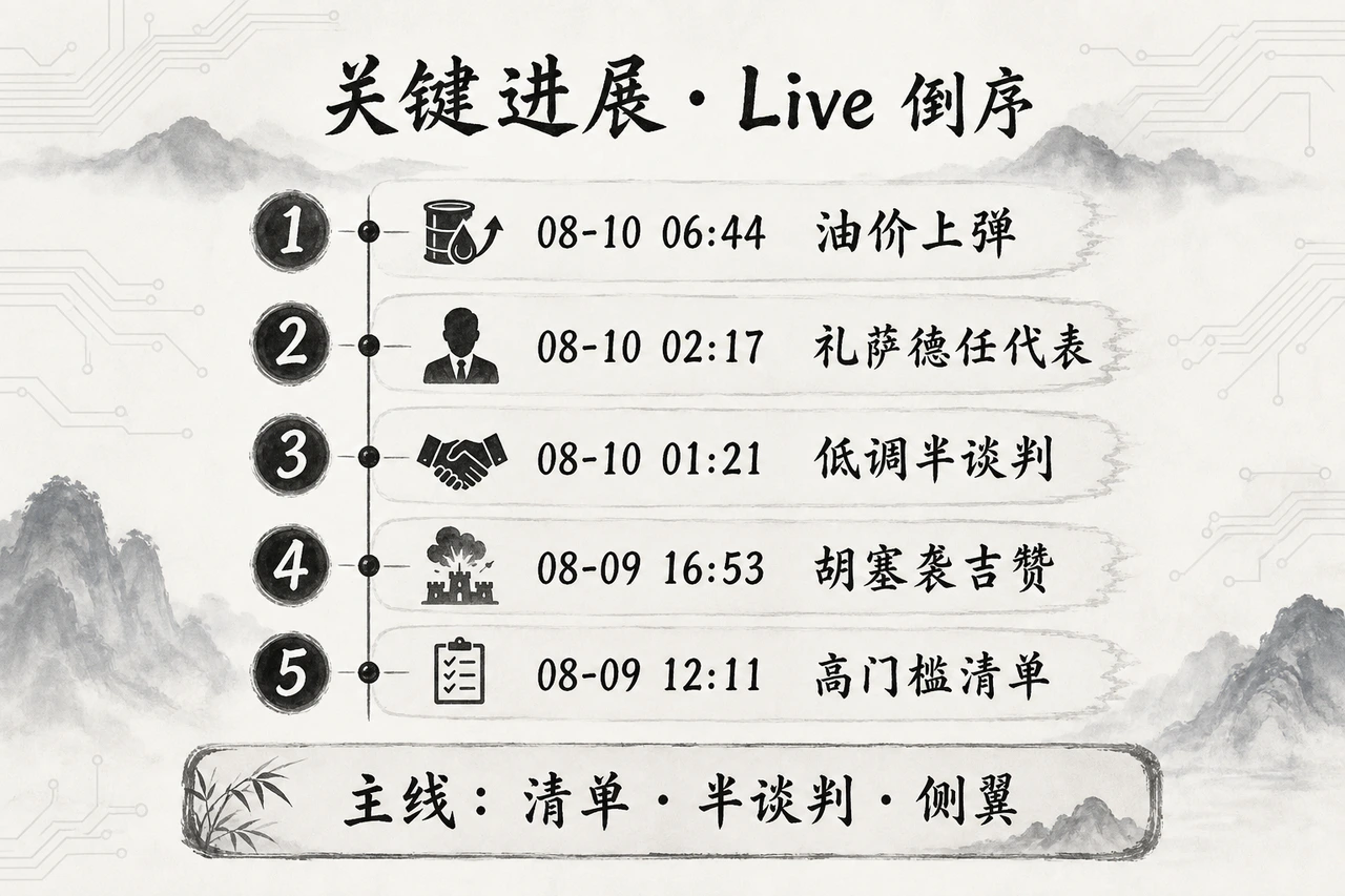 关键进展倒序:油价上弹、礼萨德任命、低调半谈判、胡塞吉赞穆哈、高门槛清单
