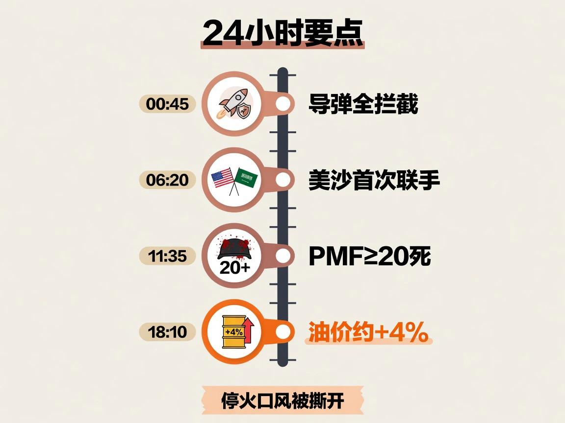 Live时间线：导弹全拦截、美沙首次联手、PMF≥20死、油价约+4%