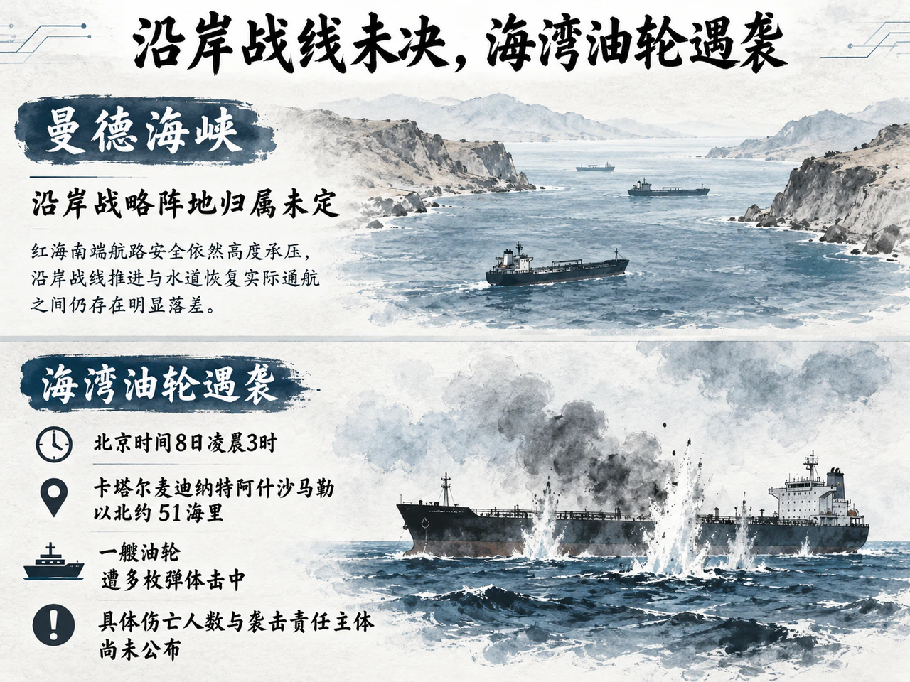 沿岸战线未决,海湾油轮遇袭