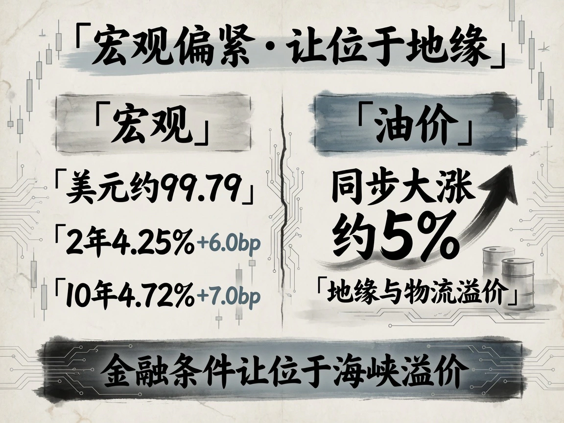 宏观偏紧与油价地缘溢价对照图
