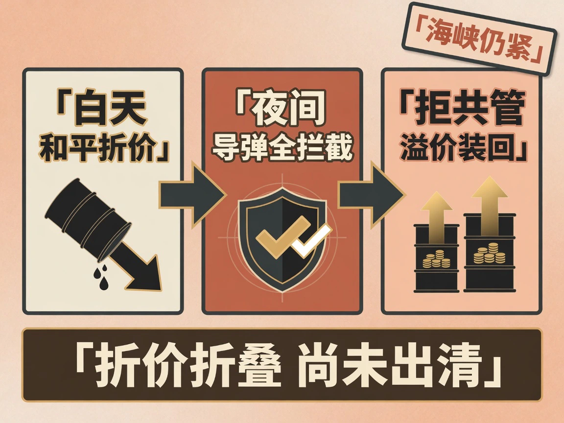 地缘:白天和平折价,夜间导弹全拦截且拒共管,溢价装回但尚未出清