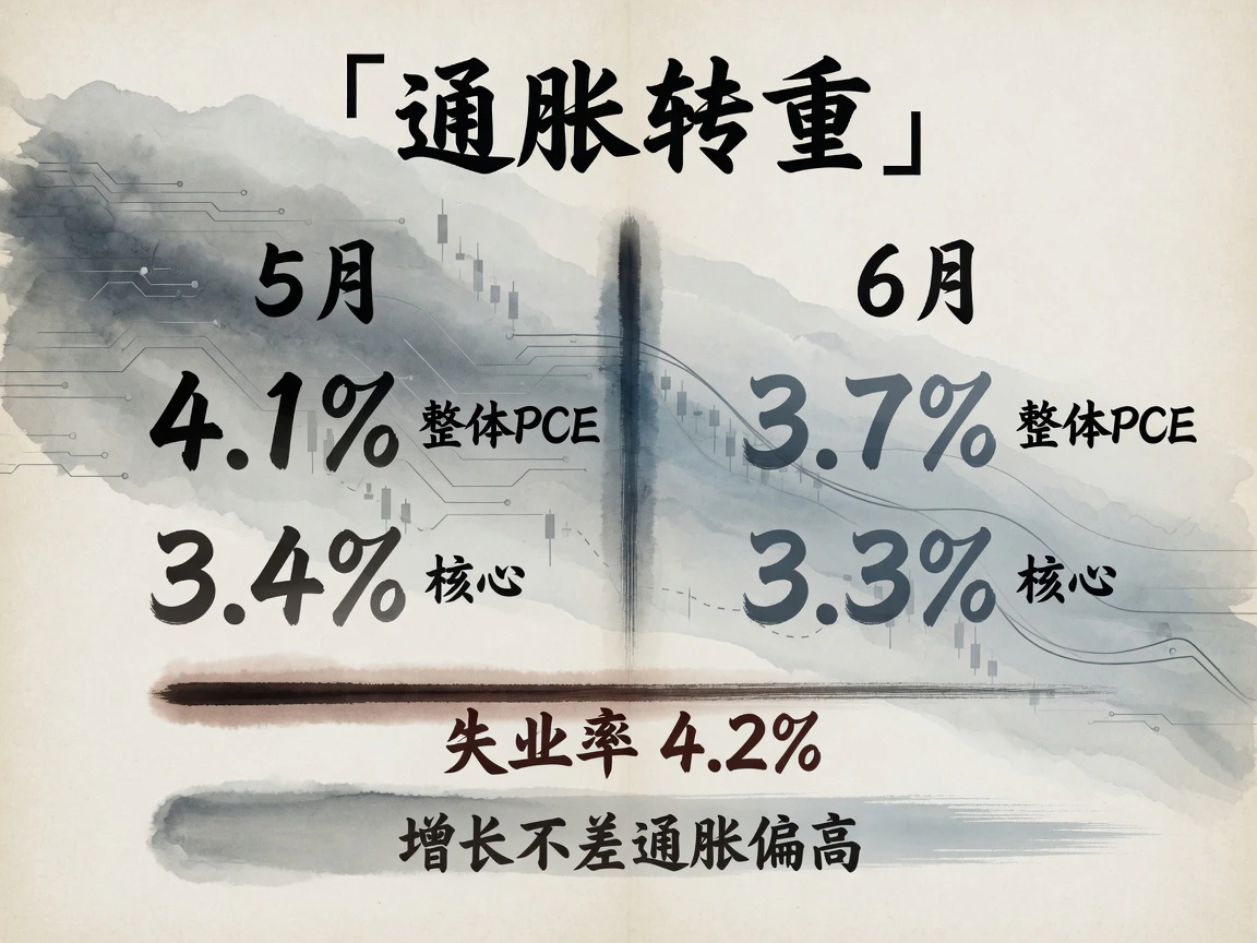 工作人员口径5月PCE同比4.1%、核心3.4%,6月估计3.7%和3.3%,6月失业率4.2%
