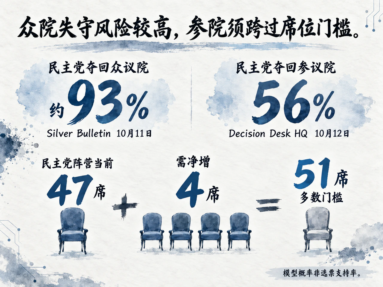 两院选情:民主党夺回众院与参院的机构模型概率