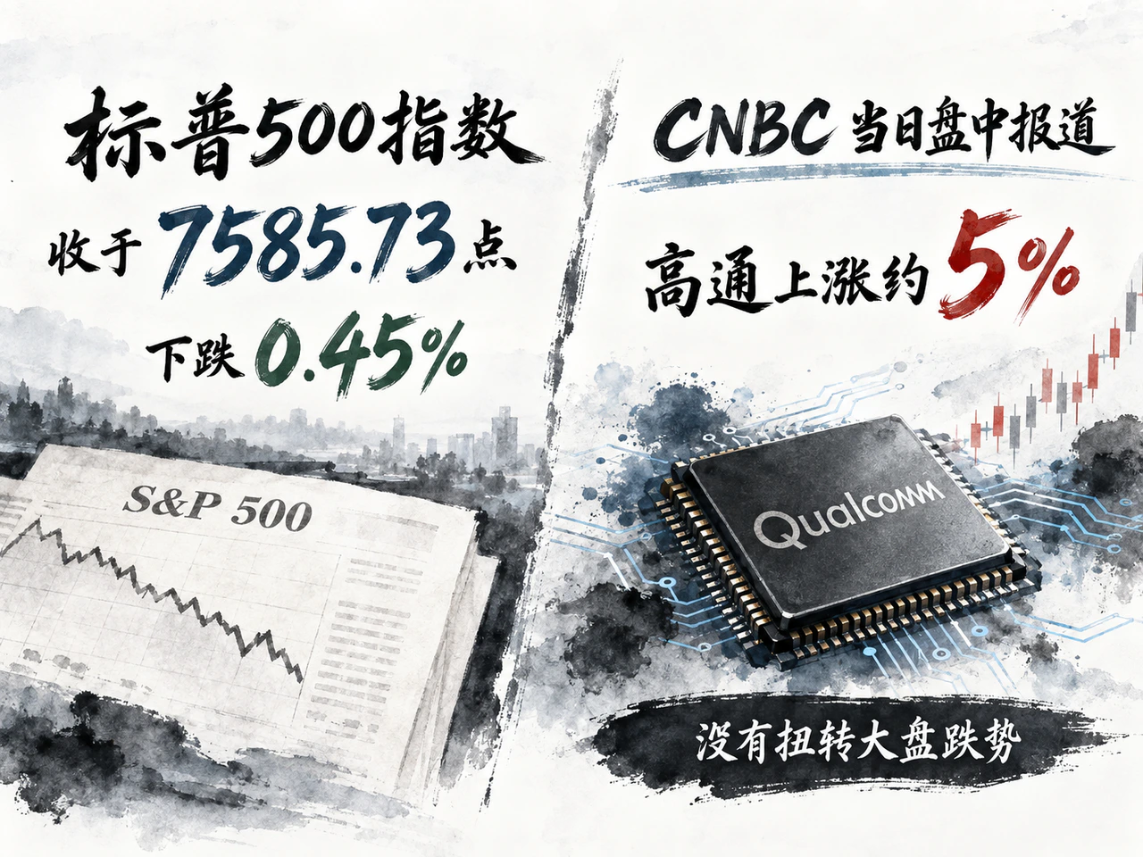 美股主要指数收跌,芯片盘中反弹。