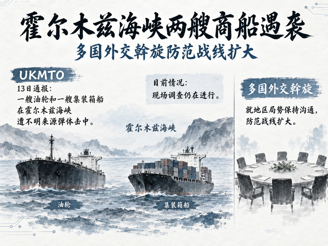 UKMTO通报霍尔木兹两艘商船遇袭,调查进行中