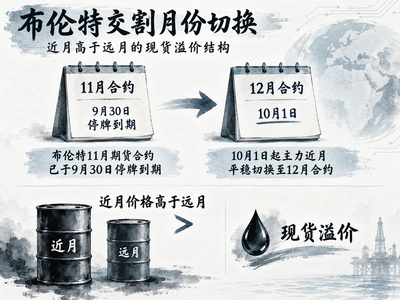 布伦特近月换为12月合约，应比较同一合约的日涨跌。
