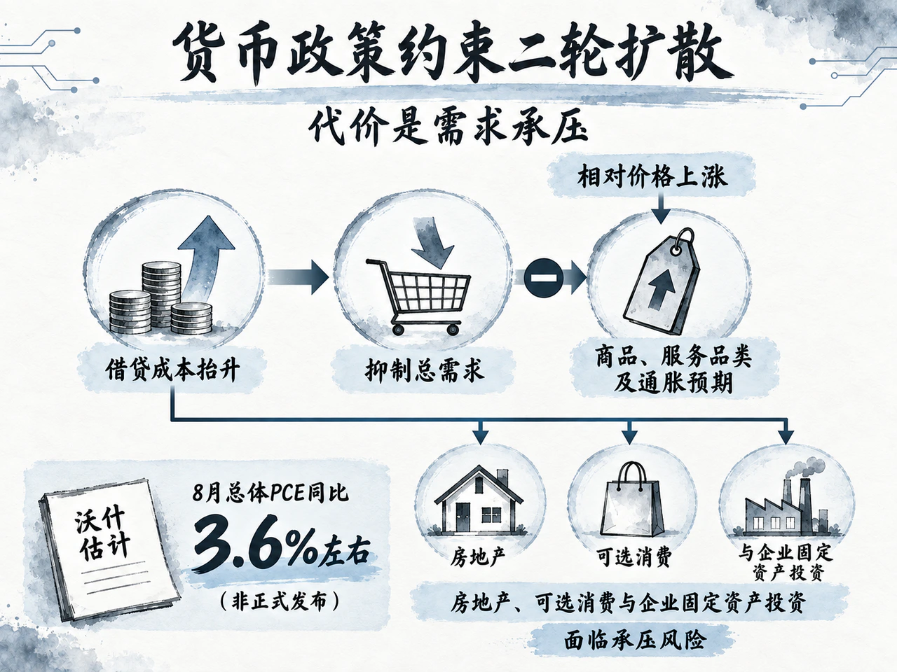 加息通过信贷和总需求约束物价扩散,同时增加经济承压风险