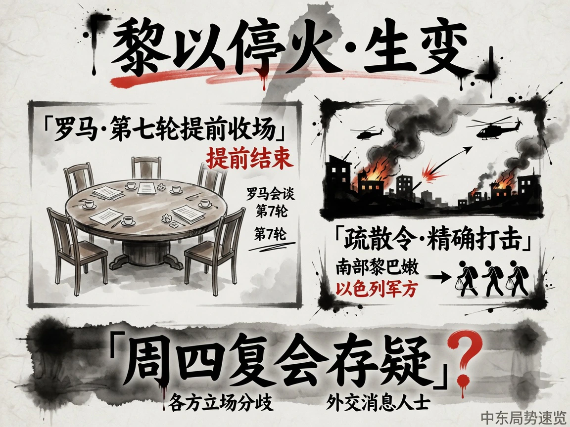 黎以停火生变,罗马第七轮谈判提前收场,黎南部遭精确打击