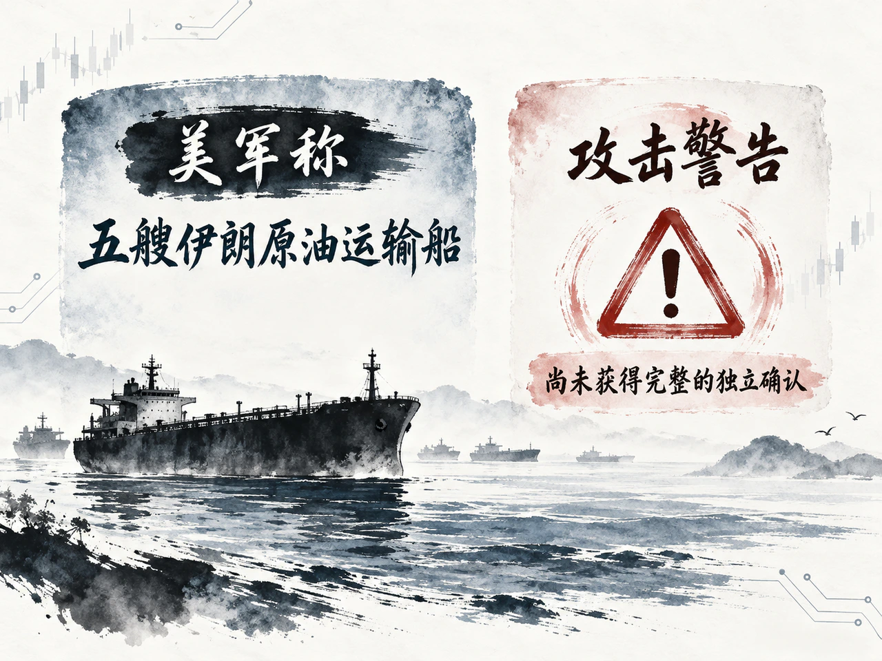 美军声明与伊朗攻击警告分别列示，船舶损伤仍待独立确认。
