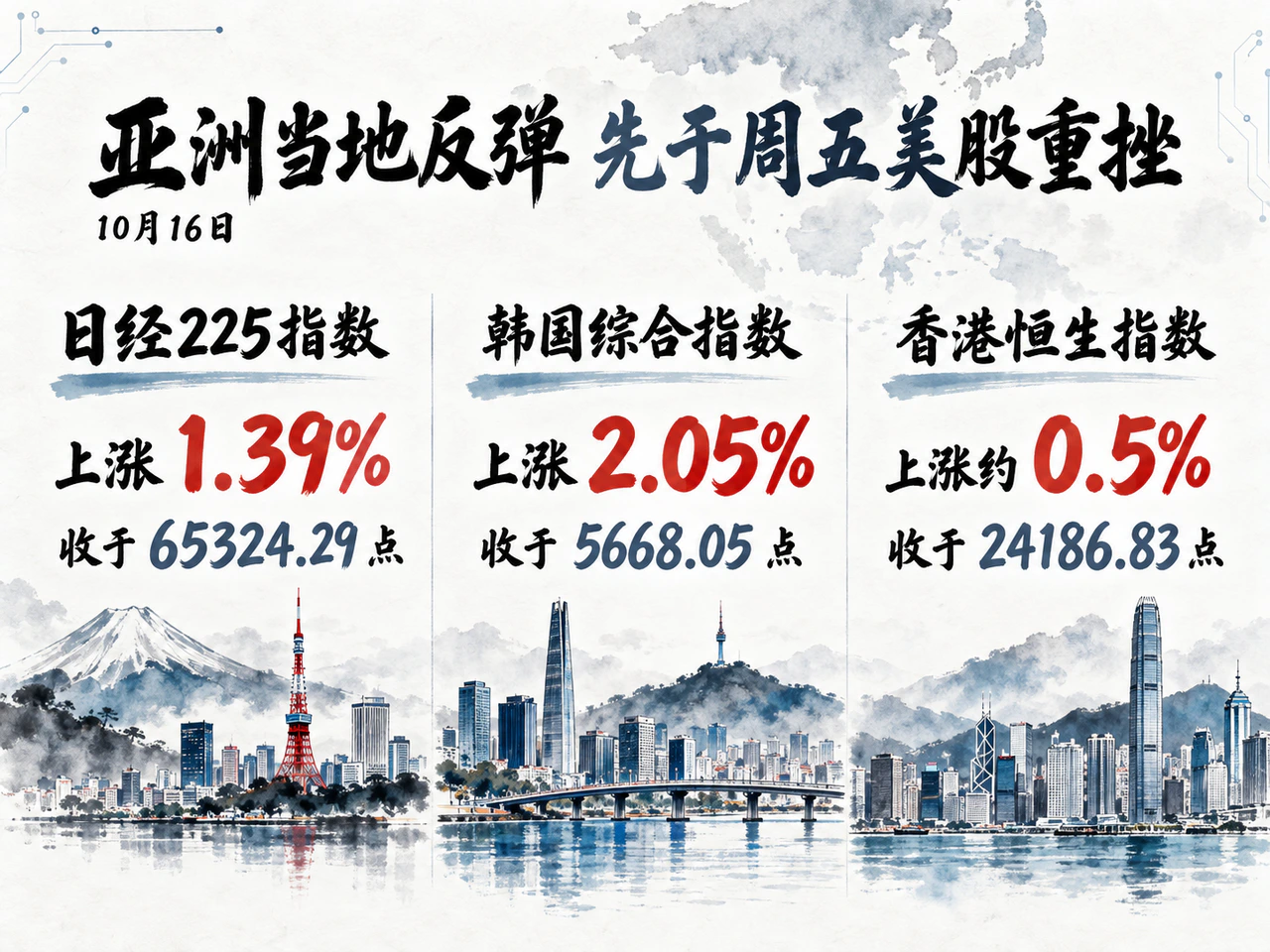 亚洲股市10月16日当地收盘先于美股周五下跌