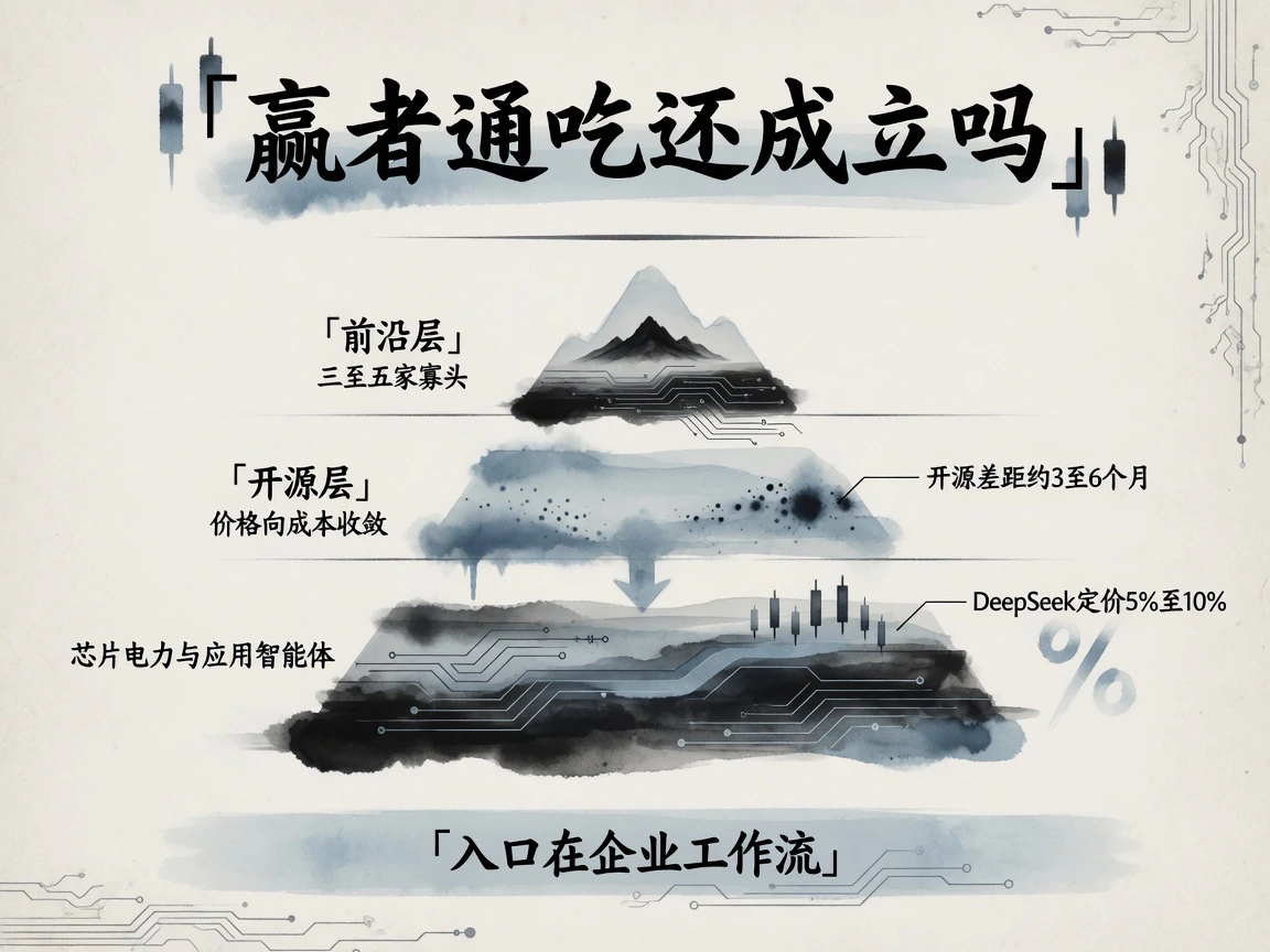 赢者通吃还成立吗:开源差距3至6个月,DeepSeek定价5%至10%,终局3至5家寡头加开源中间层