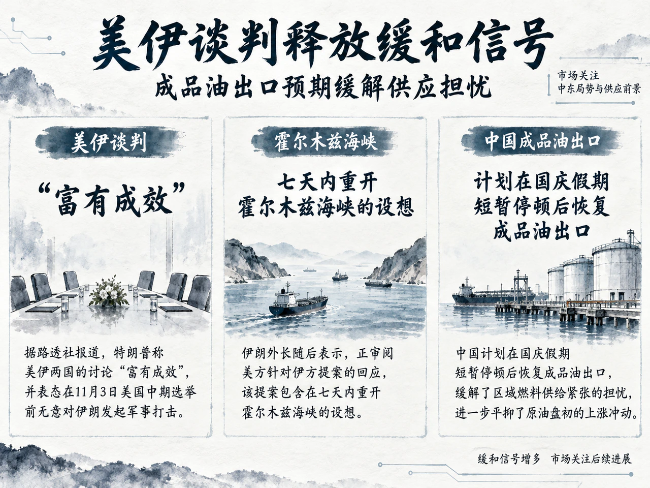 美伊谈判释放缓和信号,成品油出口预期缓解供应担忧
