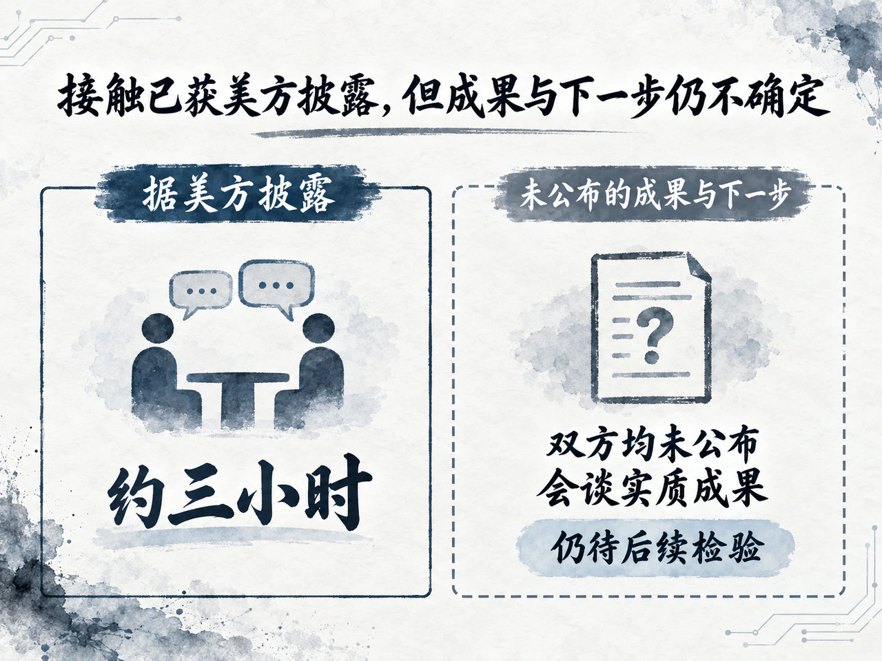 据美方披露，双方接触约三小时，具体成果尚未公布