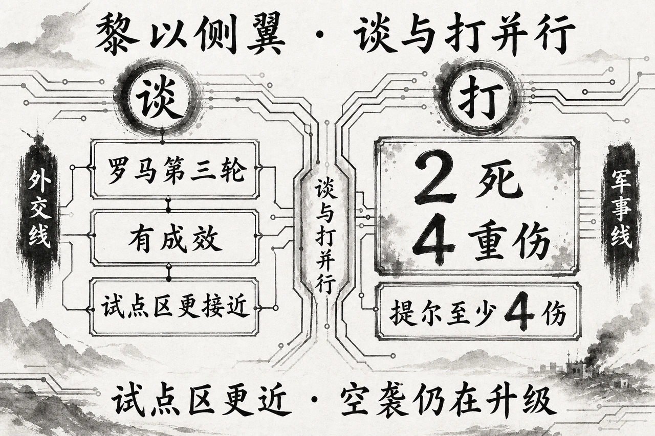 黎以侧翼：罗马第三轮谈判定调有成效；Majdal Zoun两死四重伤；提尔至少四人受伤