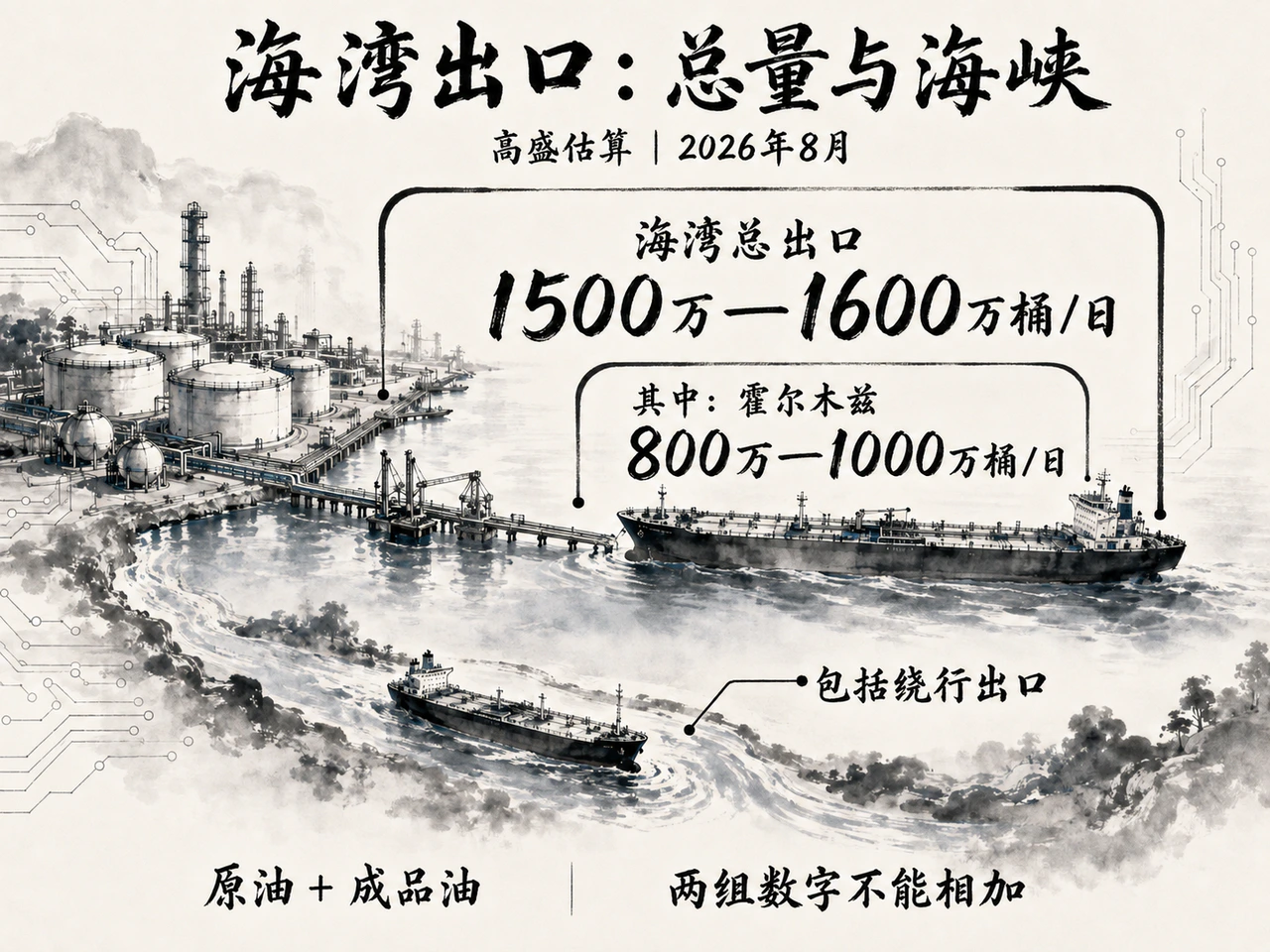 高盛海湾总出口与霍尔木兹海峡流量的统计范围