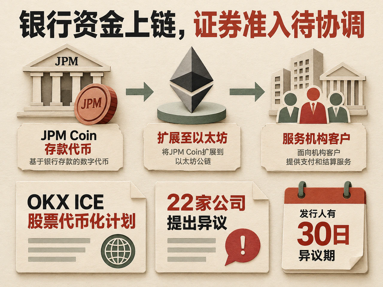 Institutional deposit tokens on Ethereum and issuer objections to stock tokenization.