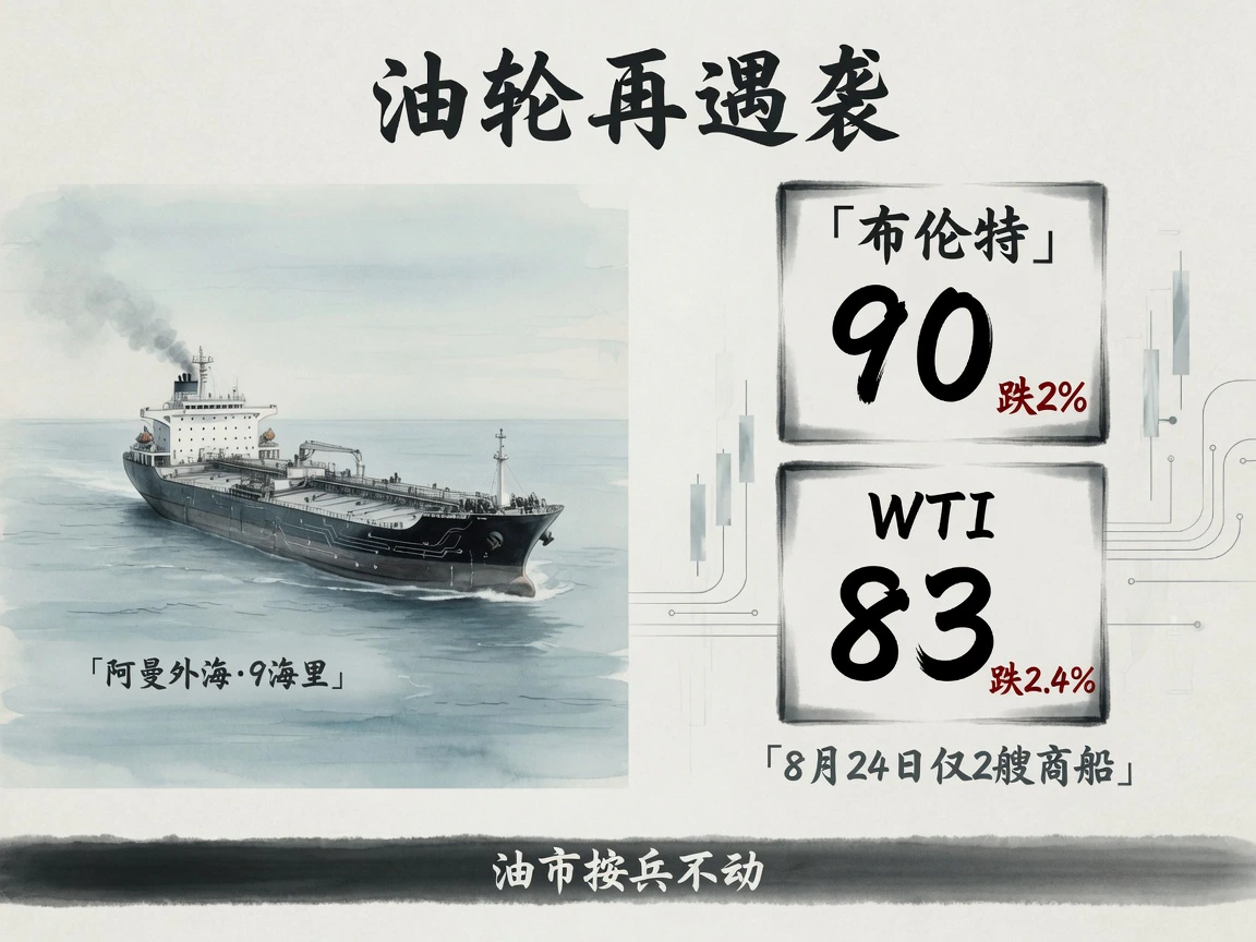 阿曼外海油轮遇袭9海里,布伦特90跌2%、WTI83跌2.4%、8月24日仅2艘商船、油市按兵不动