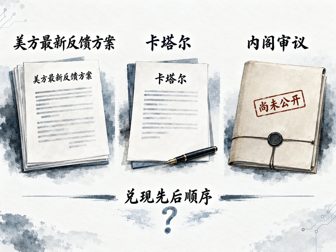 美方反馈经卡塔尔转交并进入伊朗内阁审议，具体内容尚未公开。
