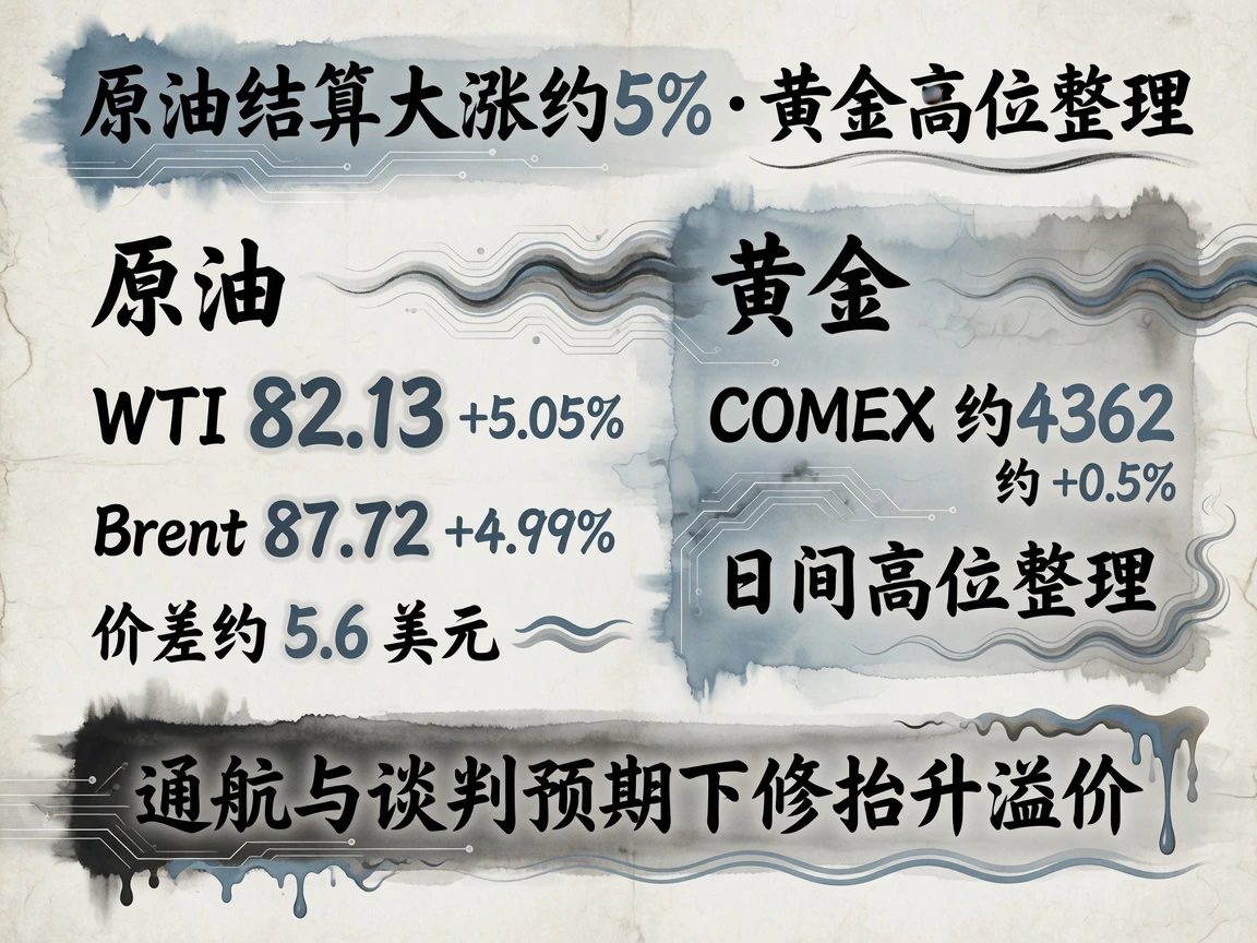 商品:WTI/Brent结算约+5%,黄金高位整理