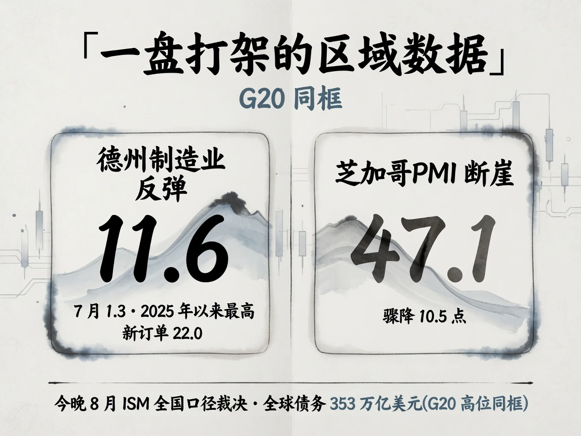 区域数据打架:德州制造业11.6反弹 vs 芝加哥PMI 47.1断崖,G20同框