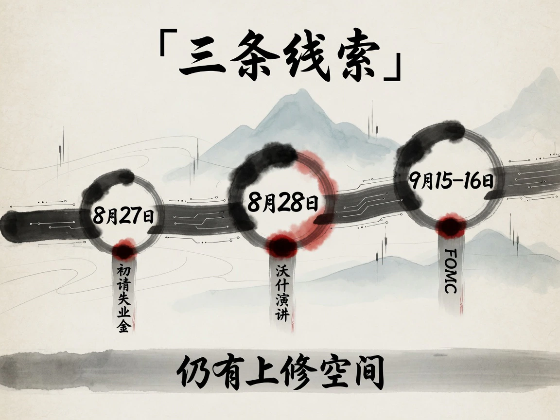接下来看8月27日初请、8月28日沃什演讲、9月15–16日FOMC,三成定价仍有上修空间