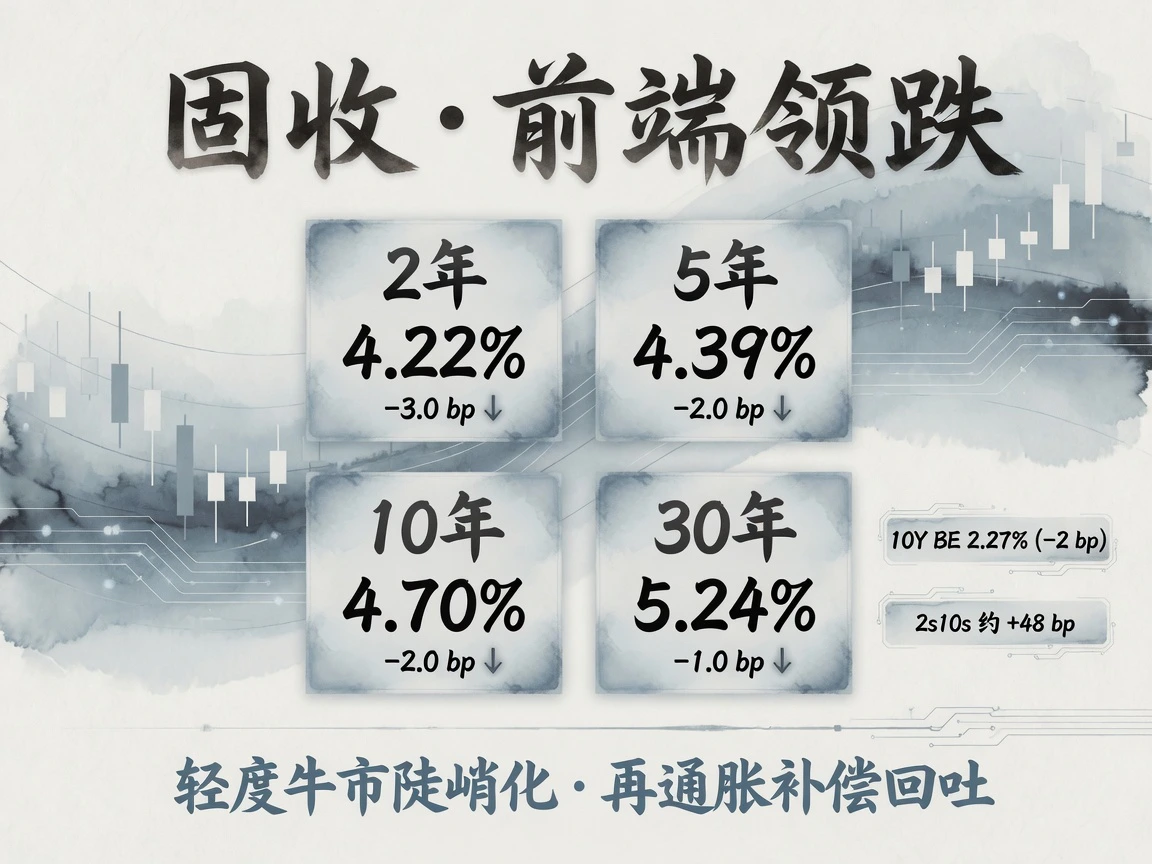 固收:2Y/5Y/10Y/30Y收盘与日变动,轻度牛市陡峭化