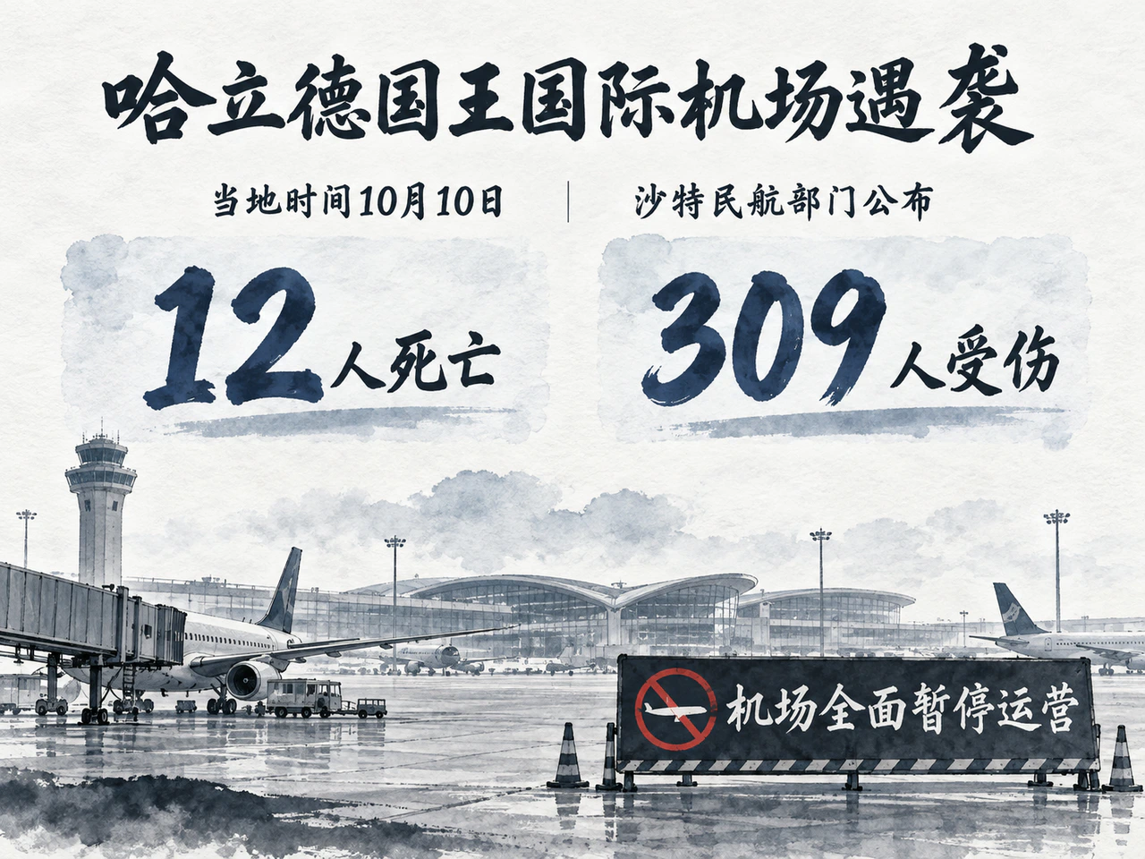 利雅得机场遇袭伤亡及停运情况