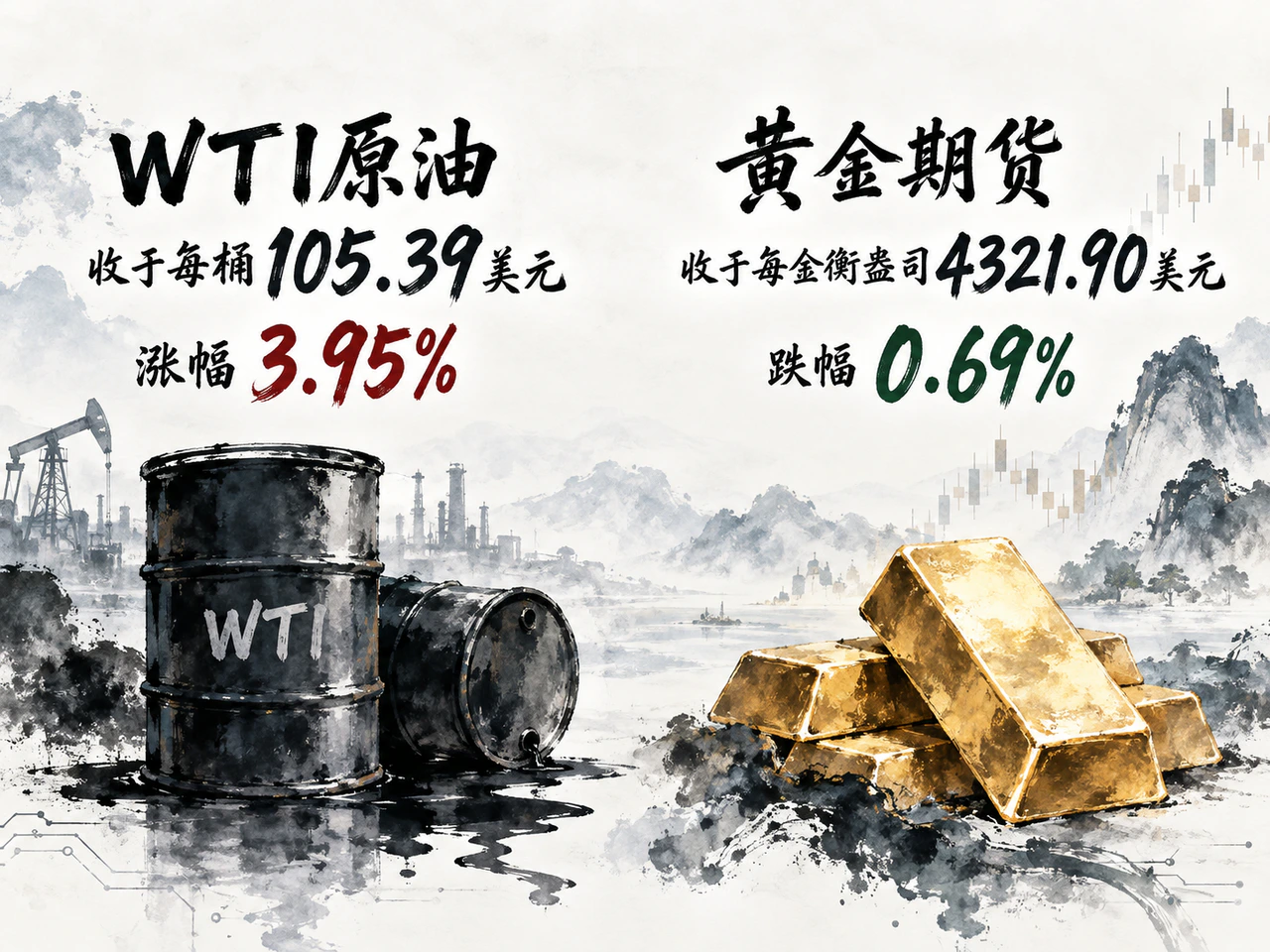 原油供应受阻,黄金受美元和实际利率压制。