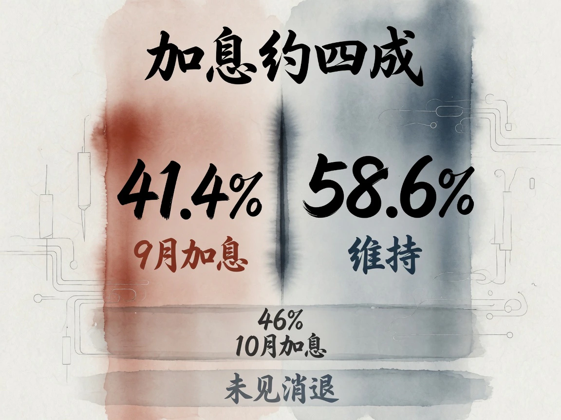 截至8月24日,9月加息25基点约41.4%、维持约58.6%,10月加息25基点约46%,加息定价未见消退