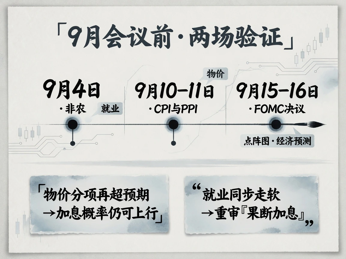 接下来看什么:9月4日非农、9月10–11日CPI与PPI、9月15–16日FOMC 时间轴