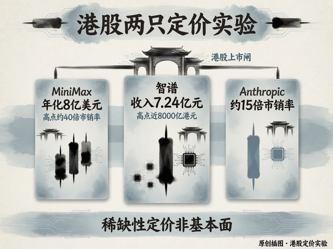 港股两只定价实验:MiniMax年化8亿美元高点约40倍,智谱收入7.24亿元高点近8000亿港元,Anthropic约15倍