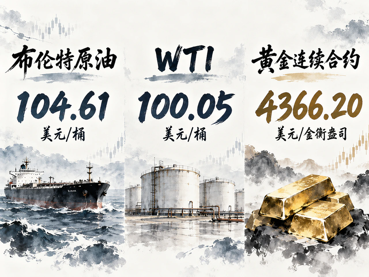油价回落与黄金基本持平