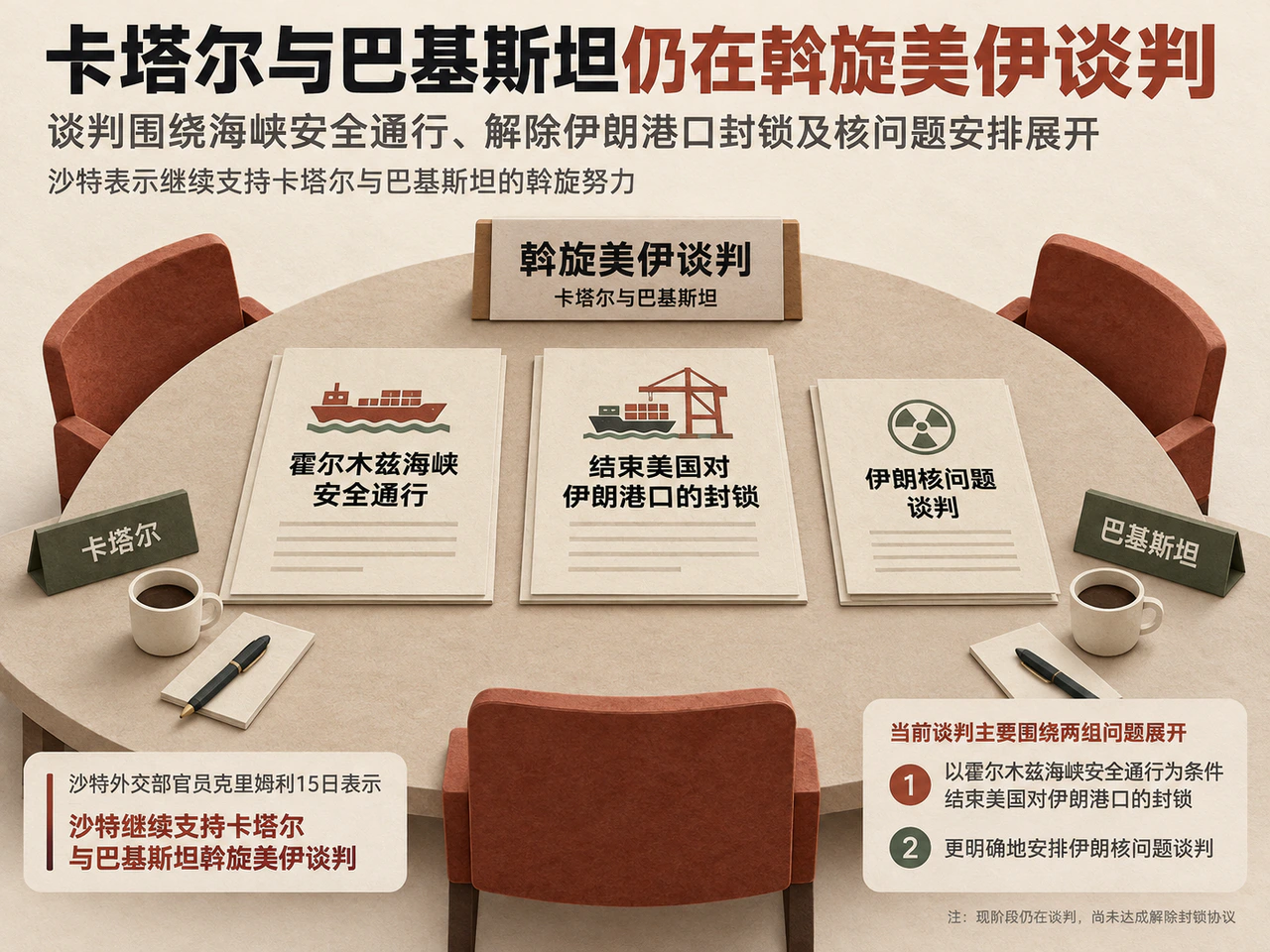 卡塔尔与巴基斯坦继续斡旋,海峡通行与港口封锁成为谈判议题