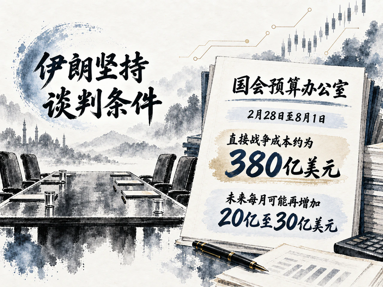 伊朗坚持谈判前提，美国国会预算办公室估计战争开支增加。