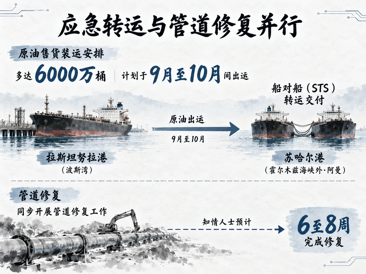 沙特售货装运覆盖9至10月，全面复运仍为预计安排。